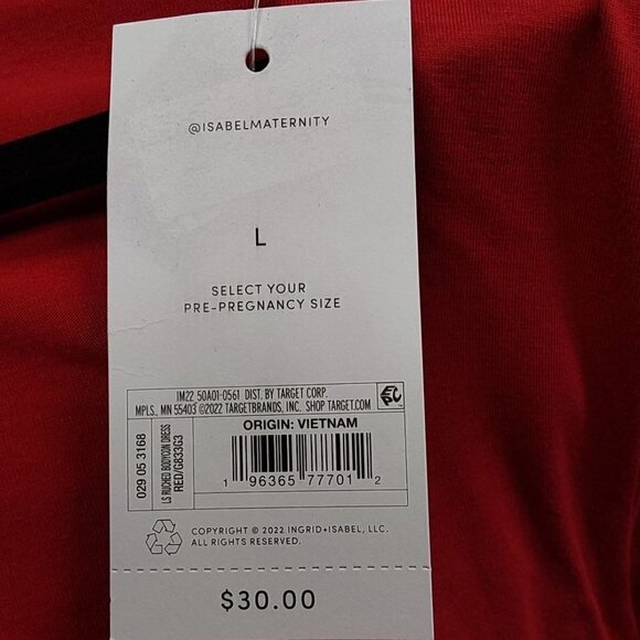 Long Sleeve Rushed Bodycon Maternity Dress | Isabel Maternity | Large - Picture 9 of 10